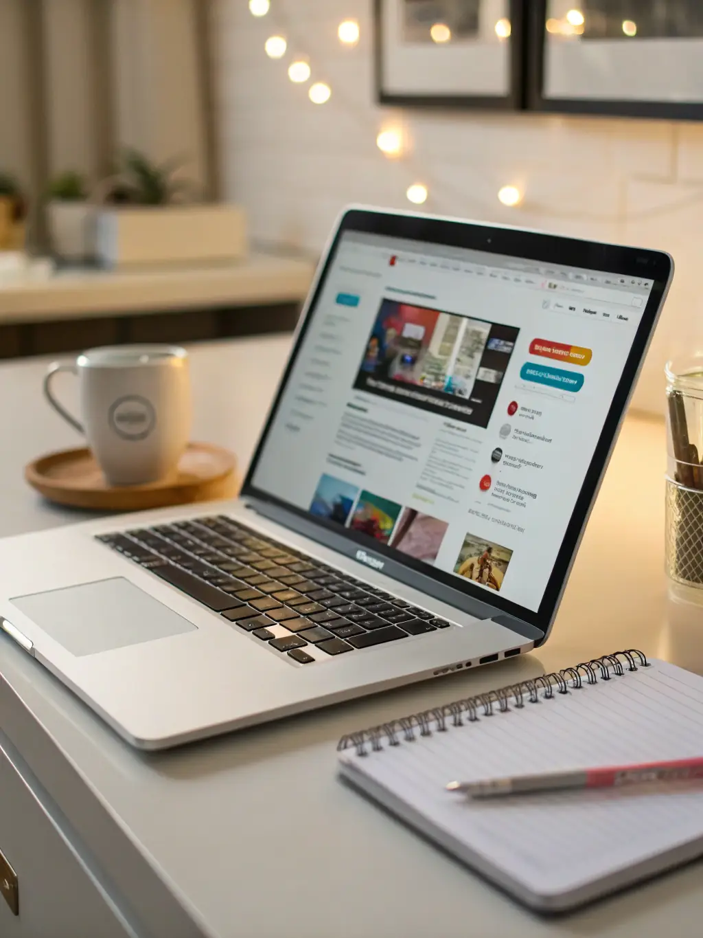 A clean and modern UI/UX design interface mockup on a laptop screen, showcasing intuitive navigation and user-friendly elements.