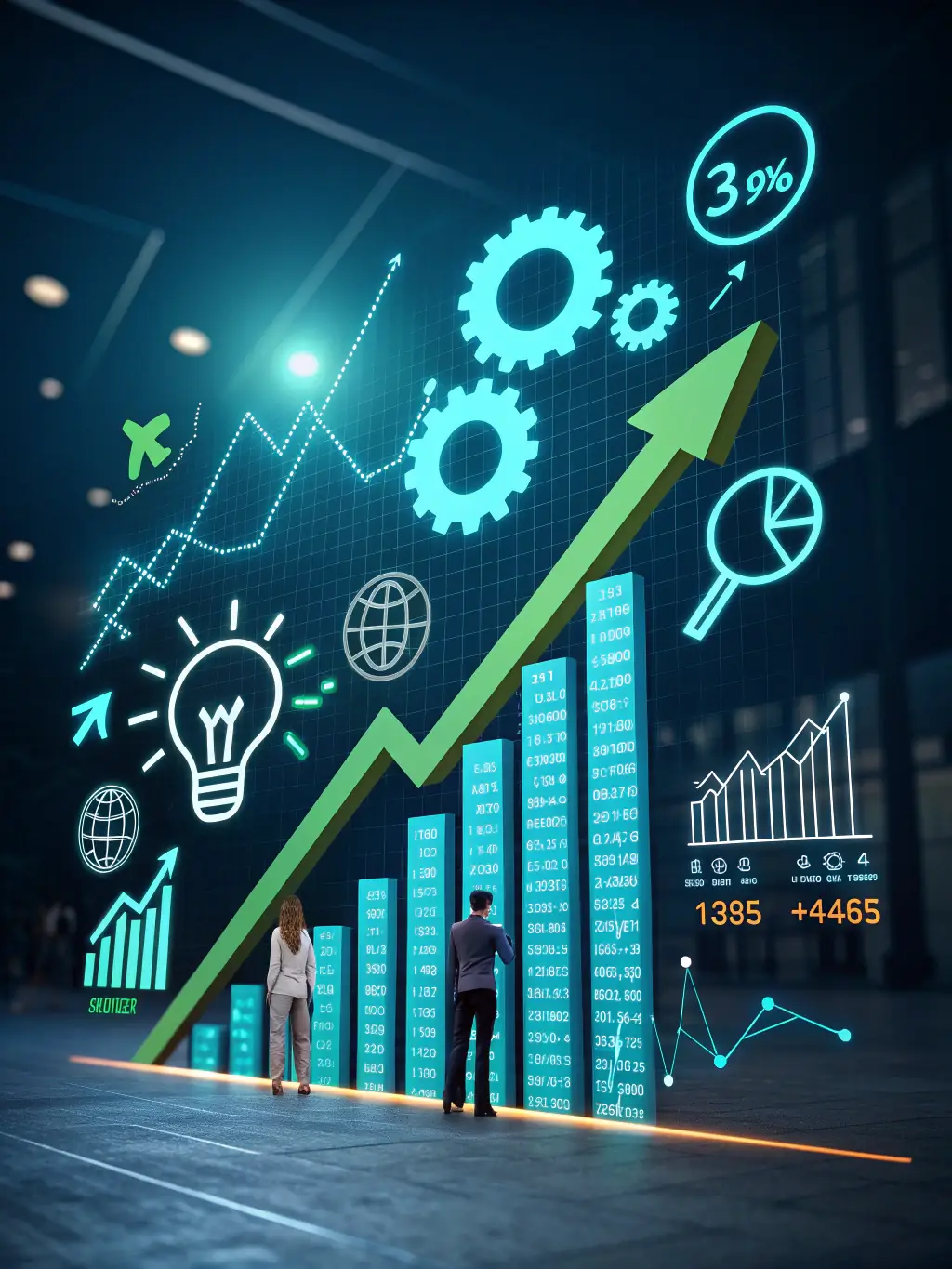 A modern abstract illustration of search results with a website ranking at the top, or a growth graph showing increased organic traffic.